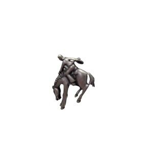 Vintage Signed JJ Silver Bucking Bronco Cowboy Tie Tac Pin
